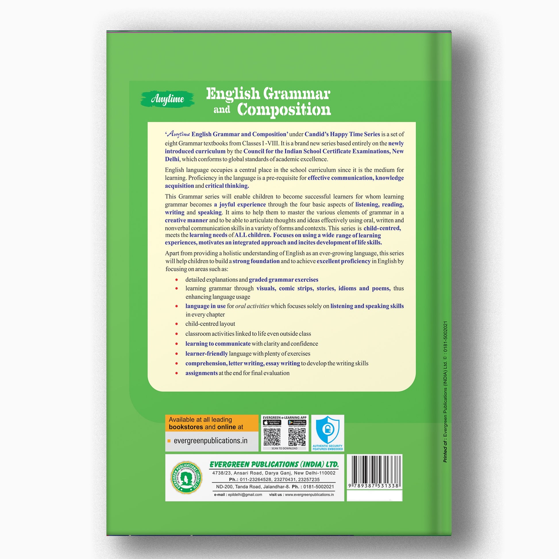Class 6 ICSE Candid Anytime English Grammar and Composition Book Back