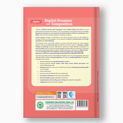 Class 7 ICSE Candid Anytime English Grammar and Composition Book Back