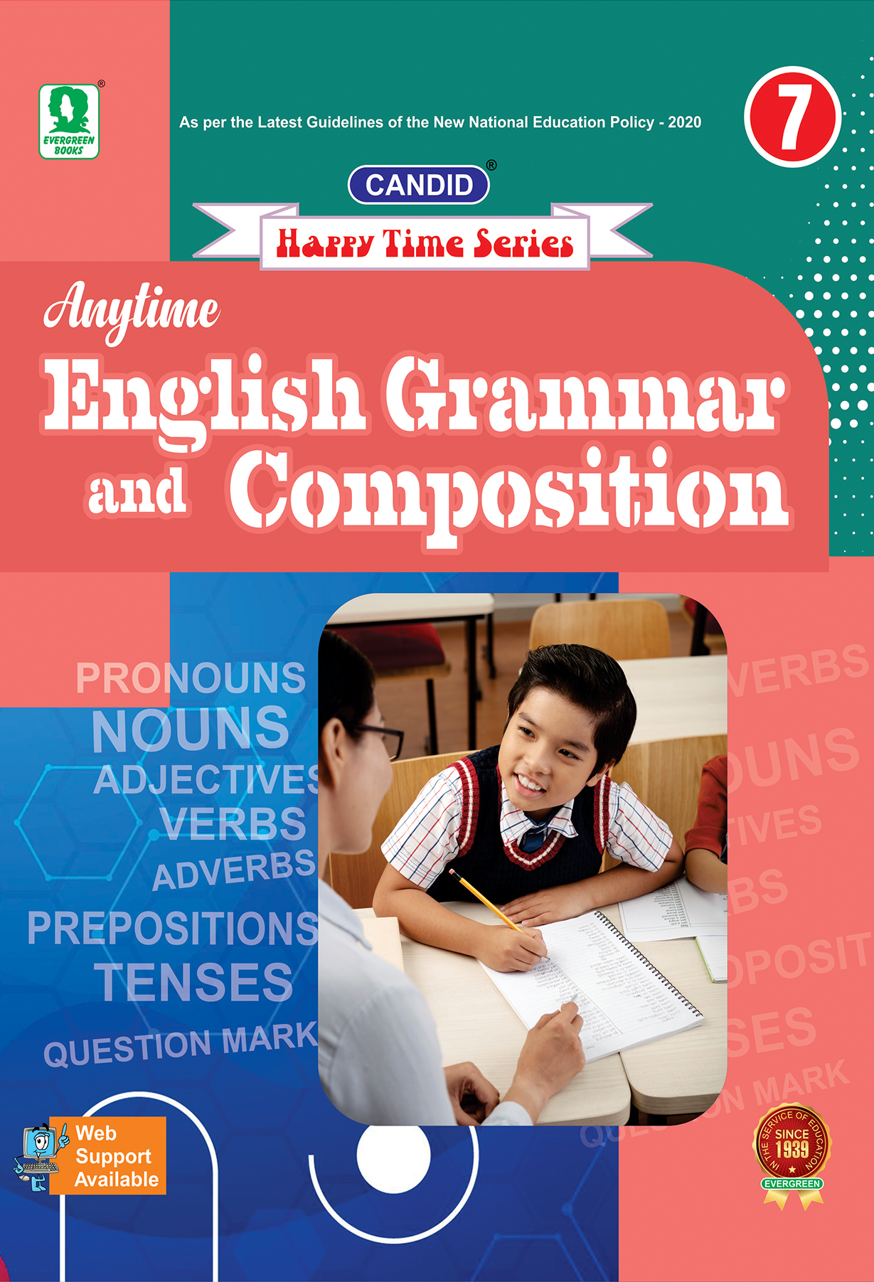 Class 7 ICSE Candid Anytime English Grammar and Composition Book Front